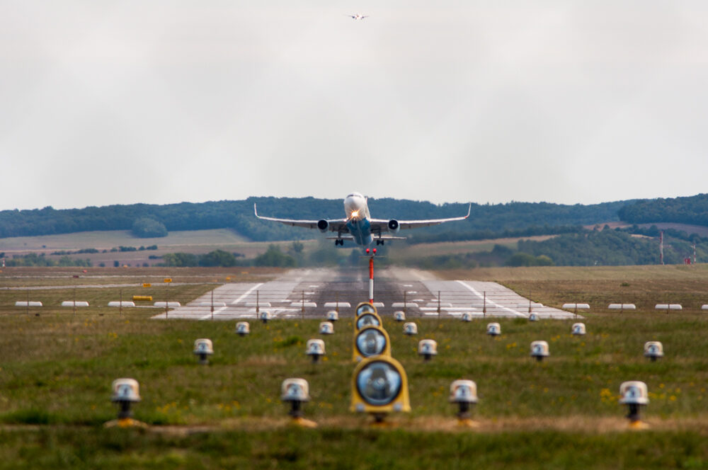Aircraft lifting off the runway